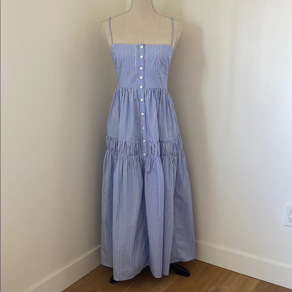 NWT J. Crew Blue Striped Maxi Dress